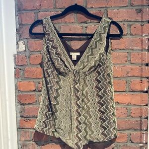 Green/Brown Vintage Blouse Size Medium
